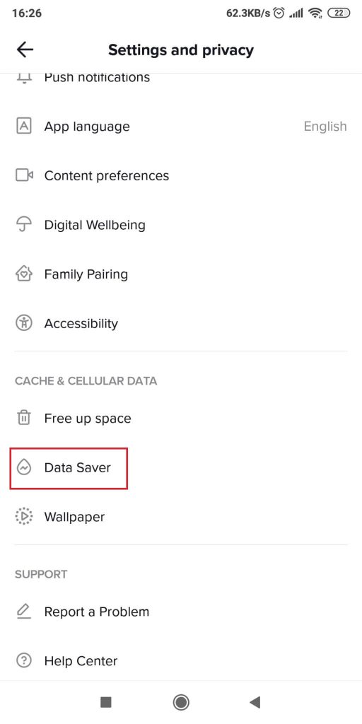 Select “Data Saver”