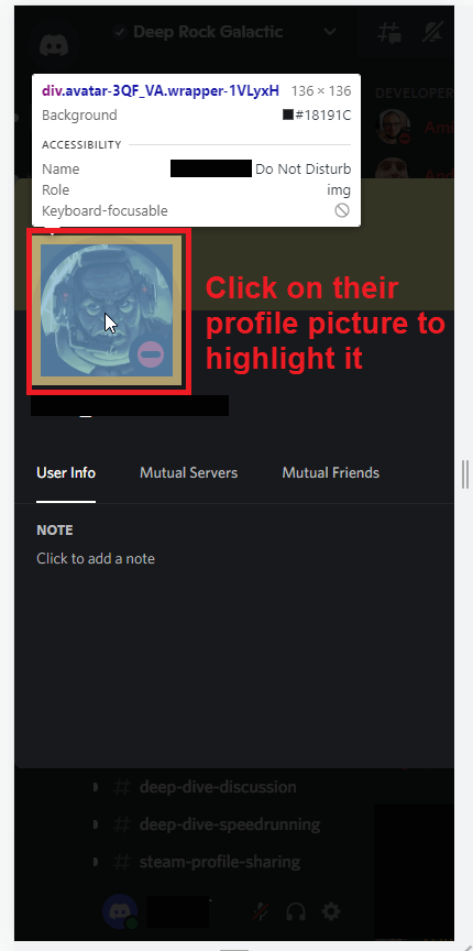 Click on the user’s profile picture
