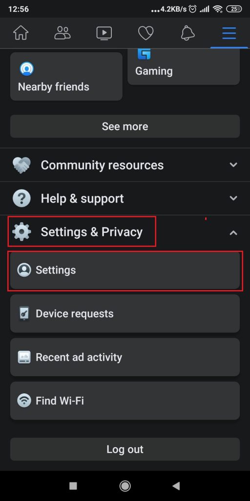 Select “Settings & Privacy” and then “Settings”