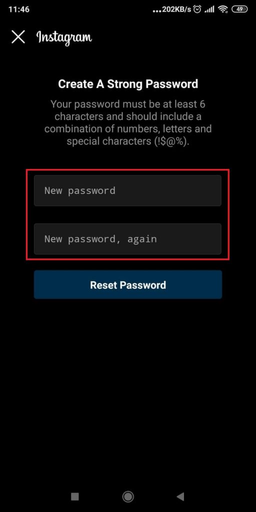 Create a new password and finish the process