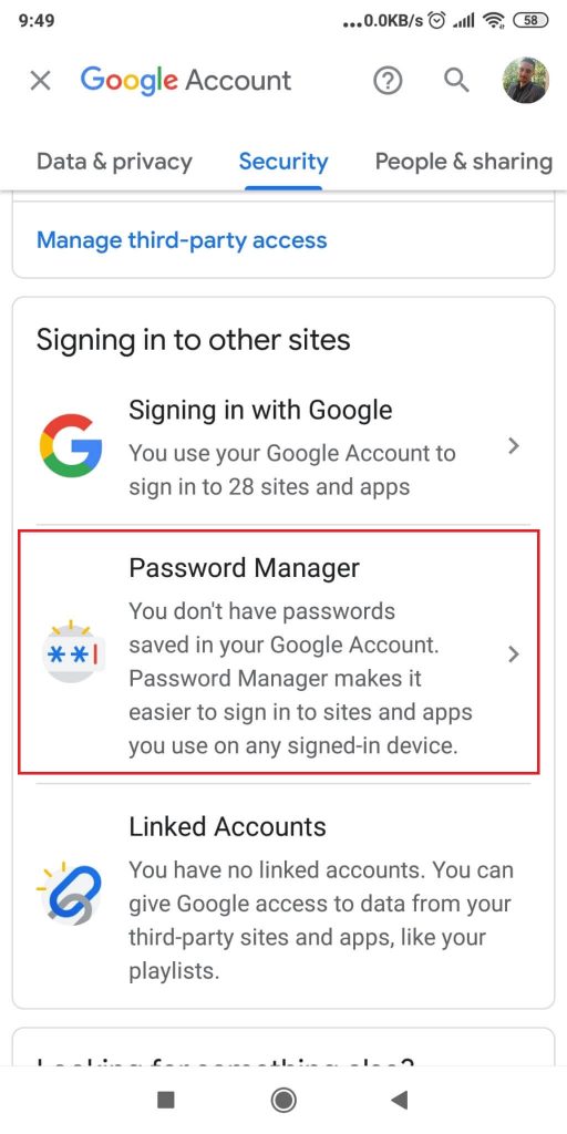 Select “Password Manager”