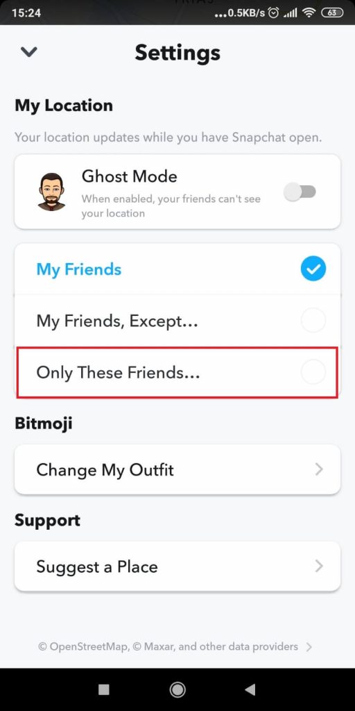 Select the “Only these friends…” option