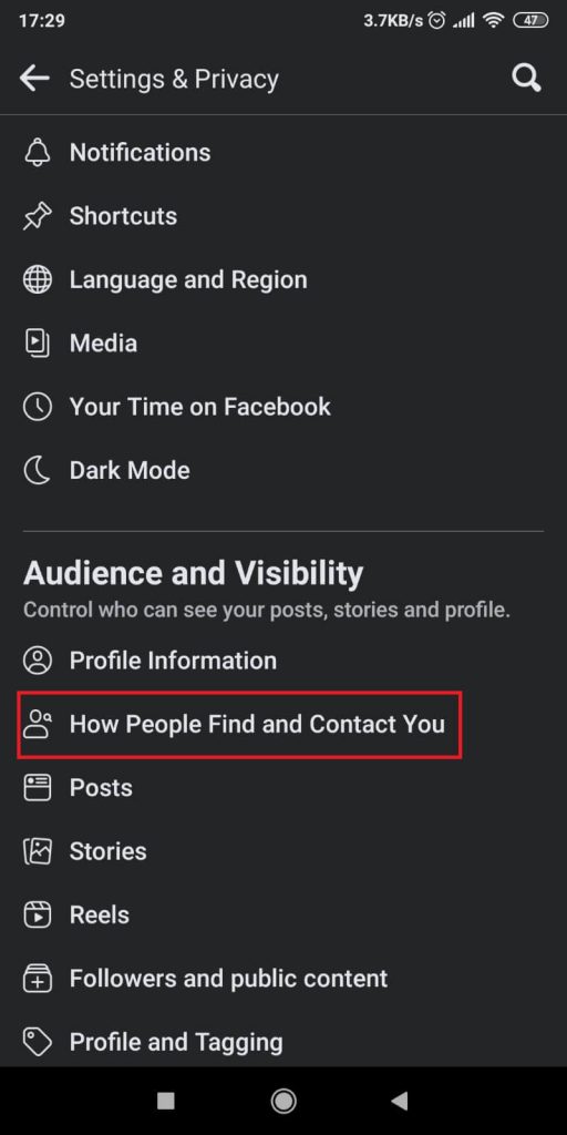 Select the “How People Can Find and Contact You”