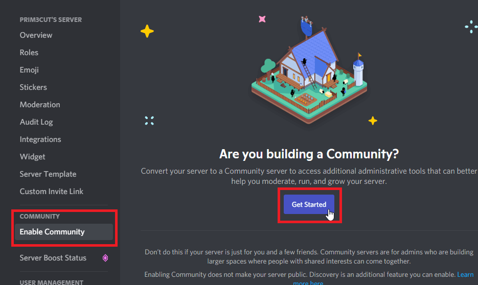 Select “Enable Community” and click on “Get Started”