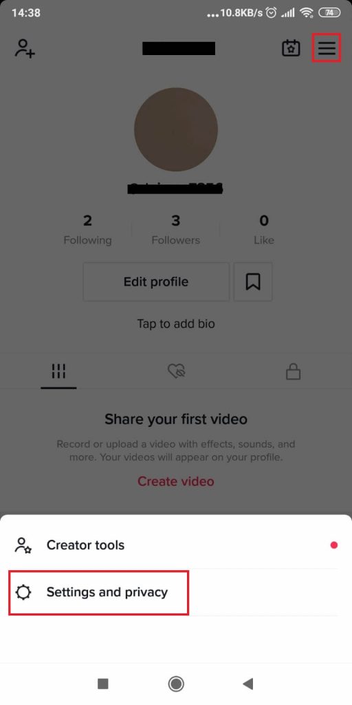 Open TikTok, tap on Menu, and select Settings & Privacy