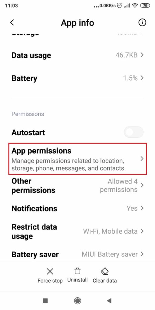 App permissions