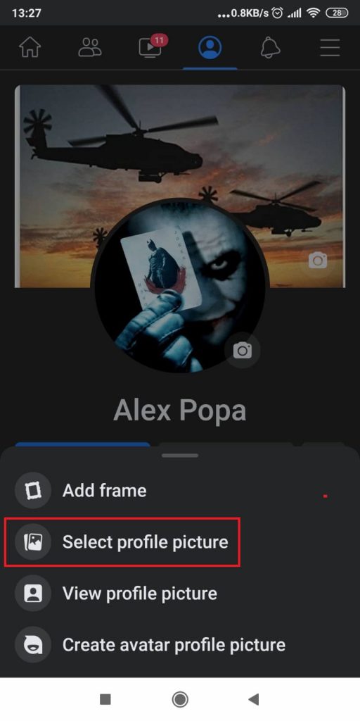 Select profile picture