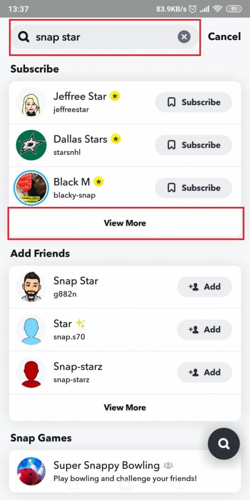 snap stars