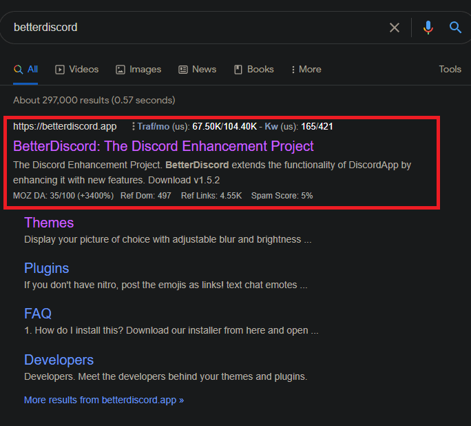 Use Google to search for “BetterDiscord”