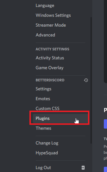 Select “Plugins”
