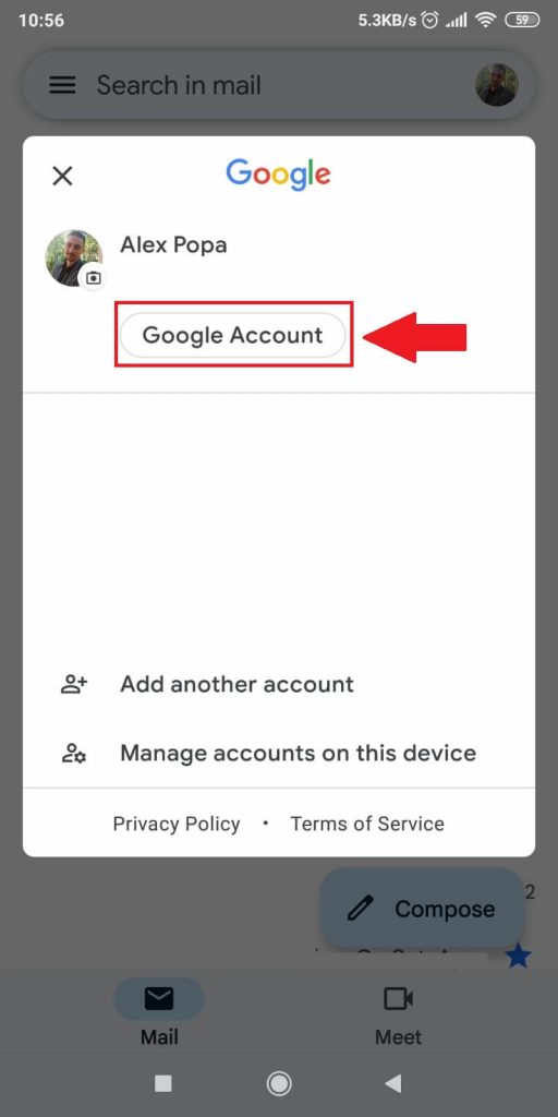 Select “Google Account”