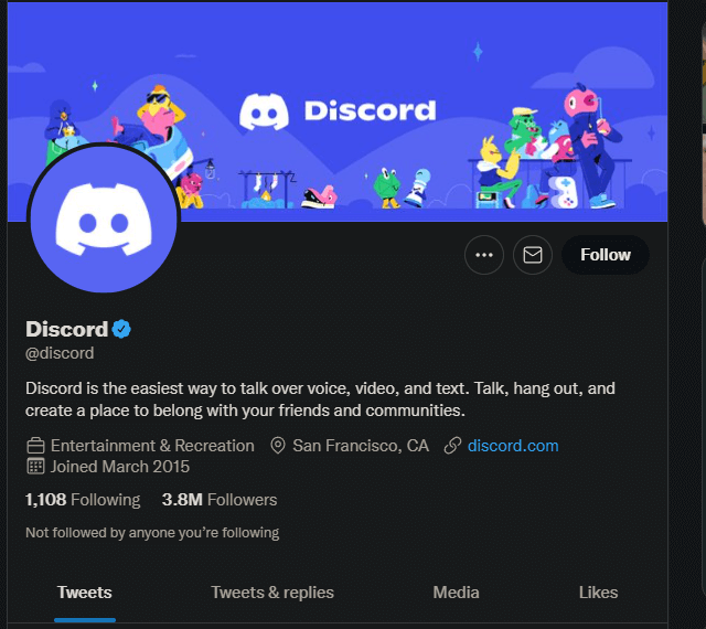 Contact Discord on Twitter