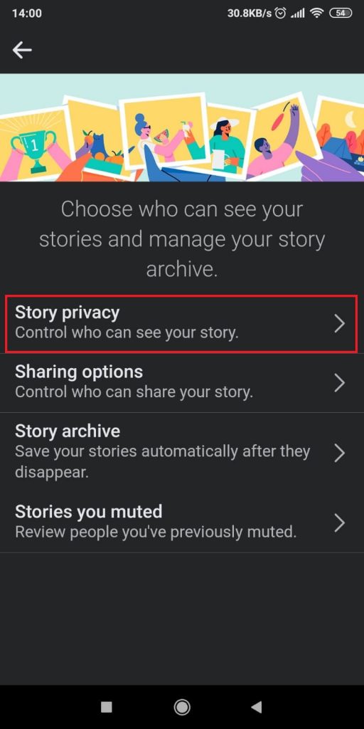 Tap on “Story Privacy”