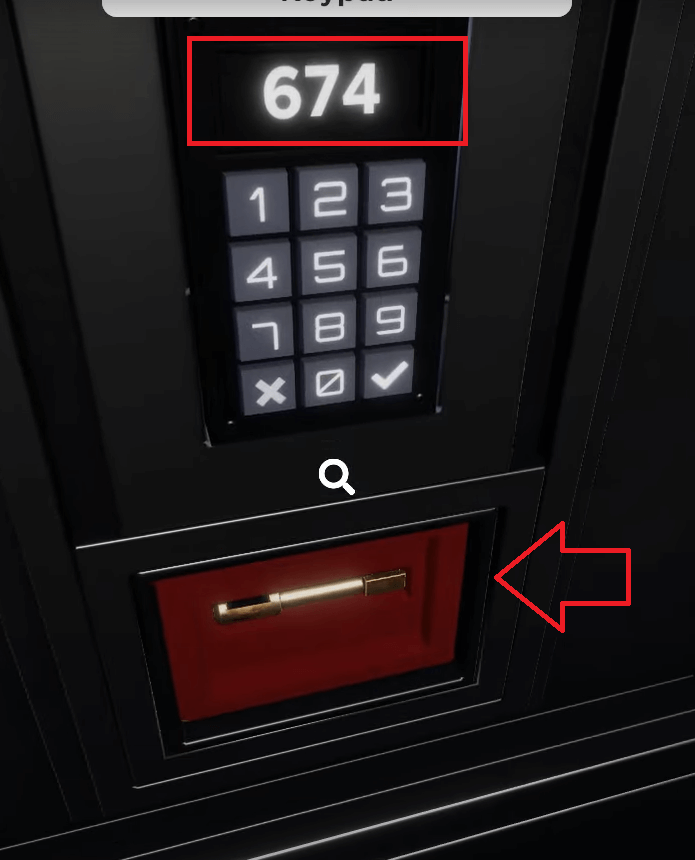 So, the code for the keypad is 6-7-4