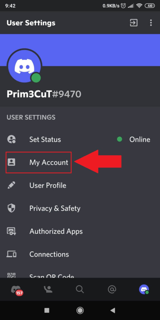 Select “My Account”