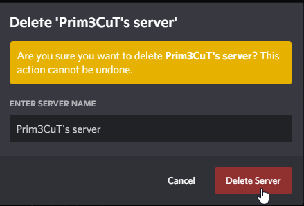Click on “Delete Server”