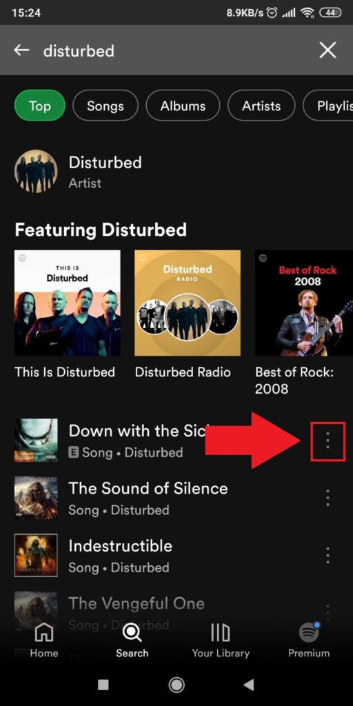 Tap on the three-dot icon next to the song