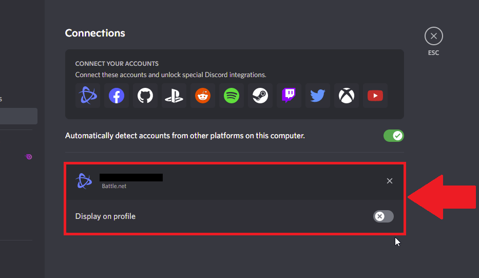 Verify the Battle.net connection to Discord