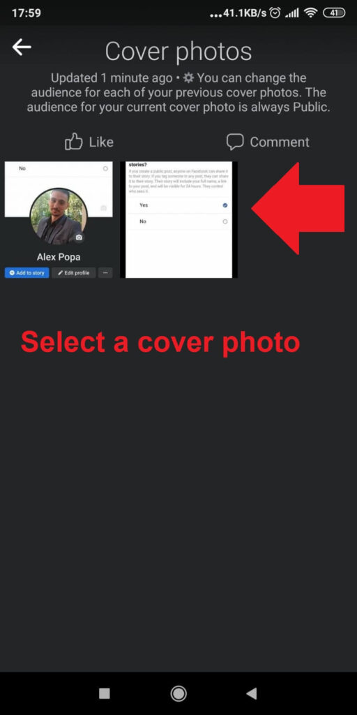 Select a cover photo