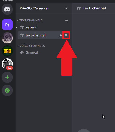 Click on the gear icon next to the channel’s name