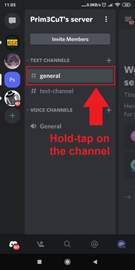 Hold-tap on the channel’s name