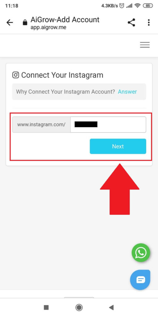 Enter your Instagram username