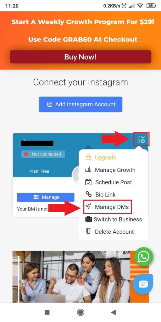 Select “Manage DMs”