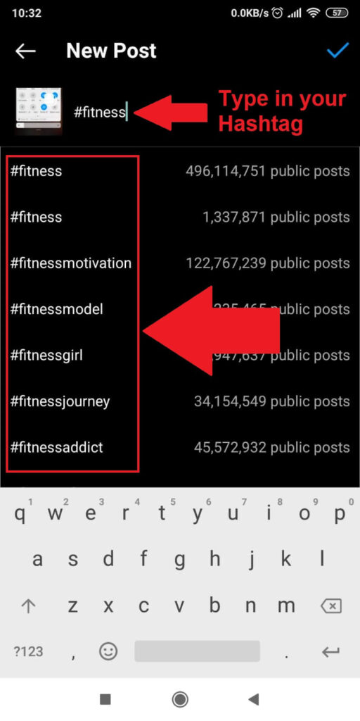 Use the recommended hashtags for your keyword