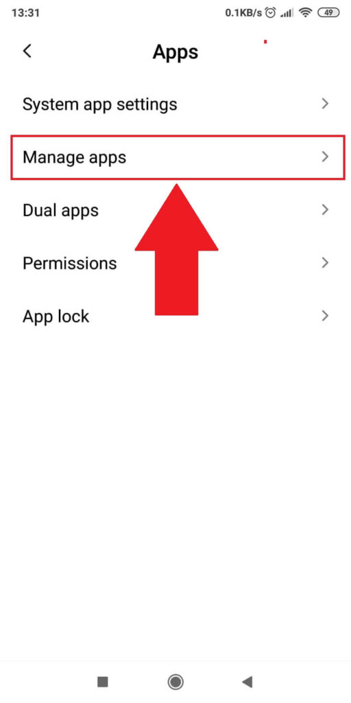 Tap on “Manage Apps”