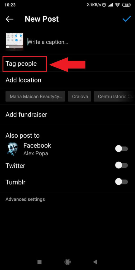 Tag People” option.