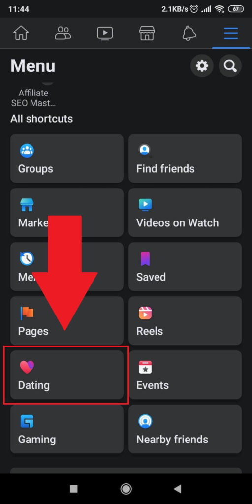Tap on “Dating”