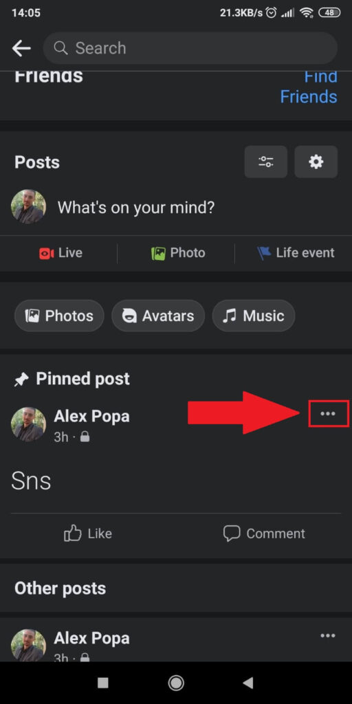 Tap on the three-dot icon on the post