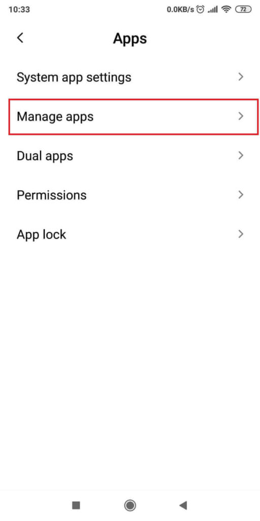 Tap on "Manage Apps"