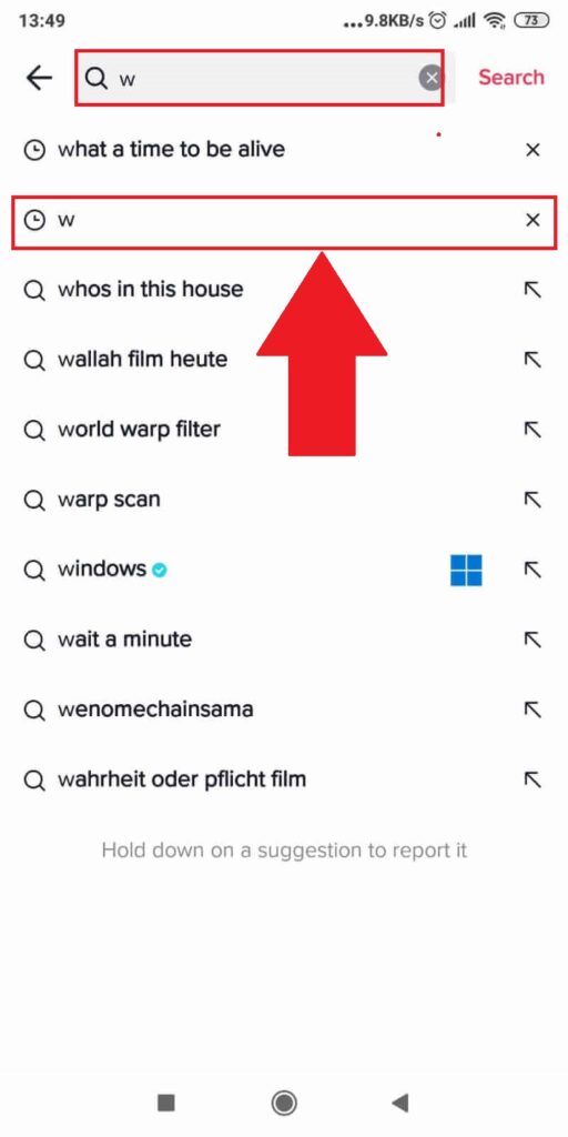 Type in "W" and select the appropriate result