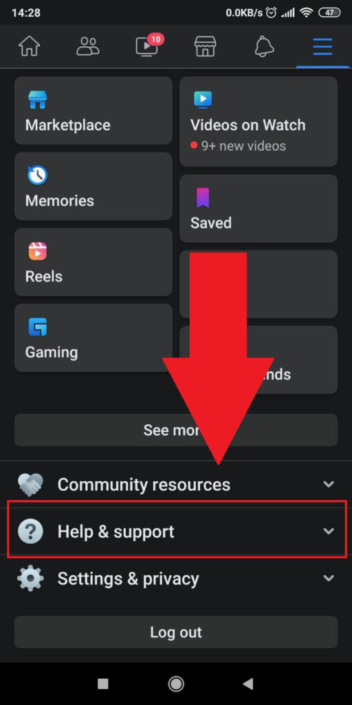 Tap on “Help & Support”