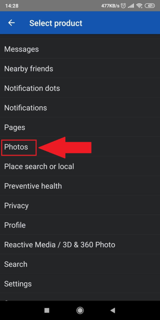 Select “Photos”