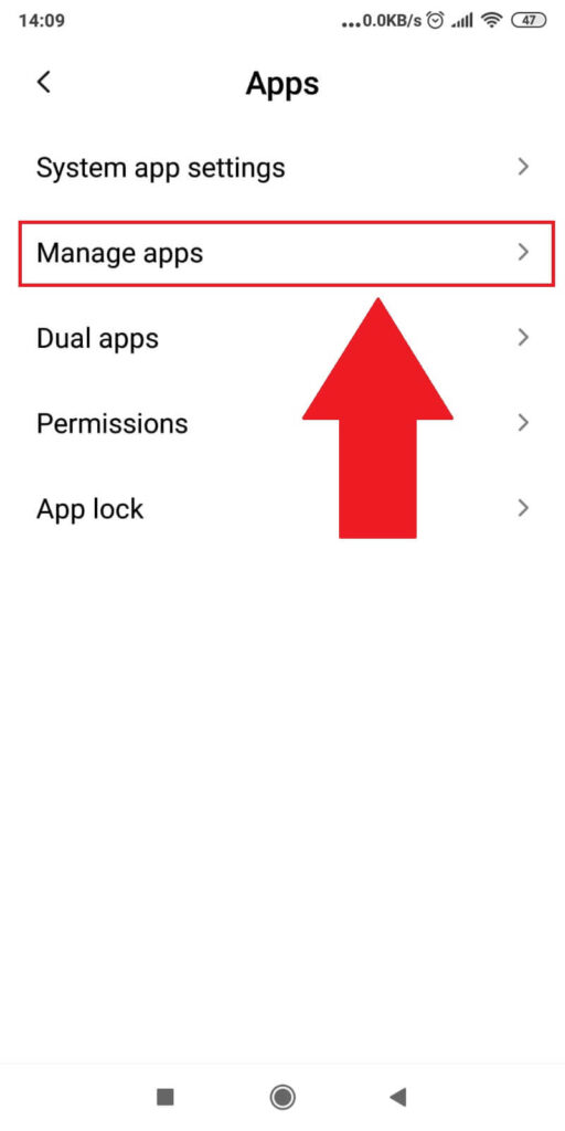 Tap on “Manage Apps”