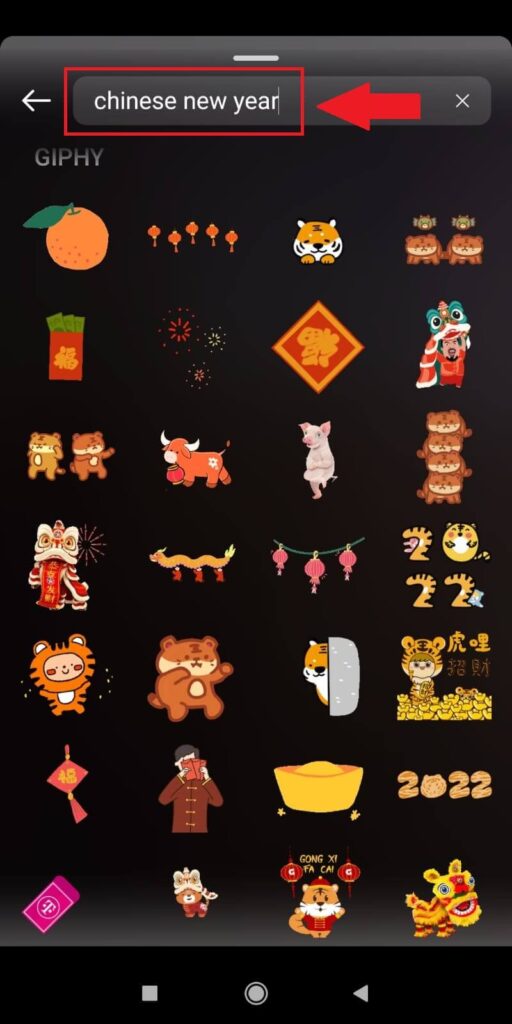 Look for “Chinese New Year” stickers