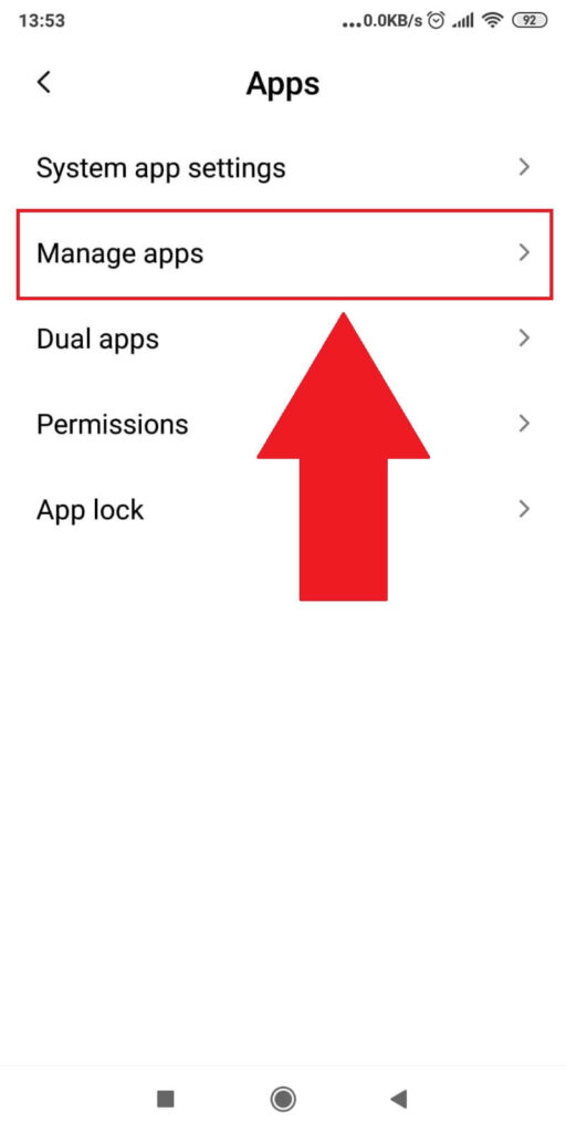 Tap on “Manage Apps”