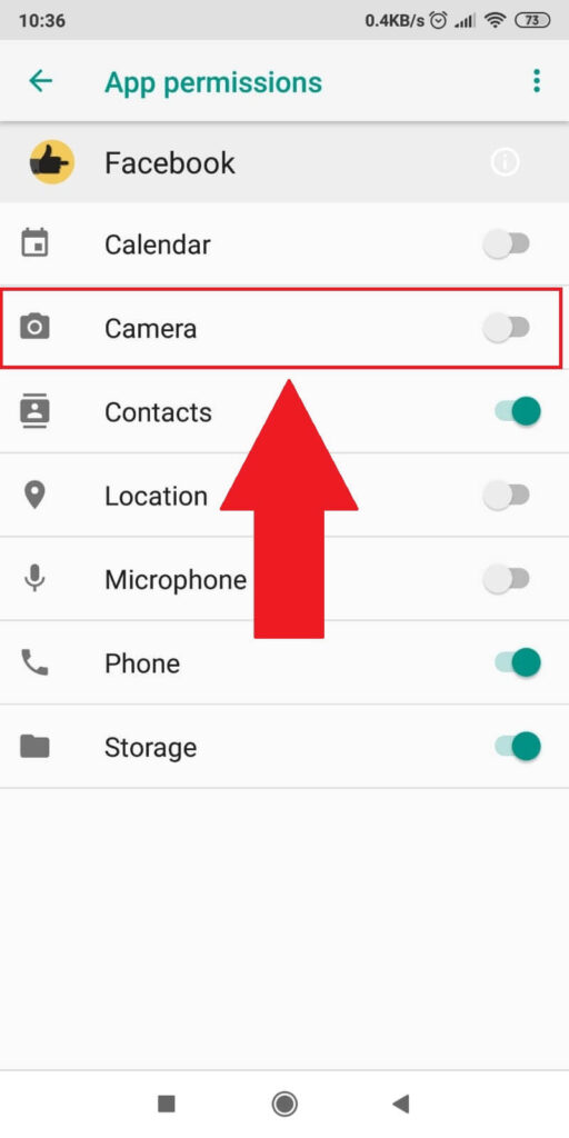 Disable the “Camera” option