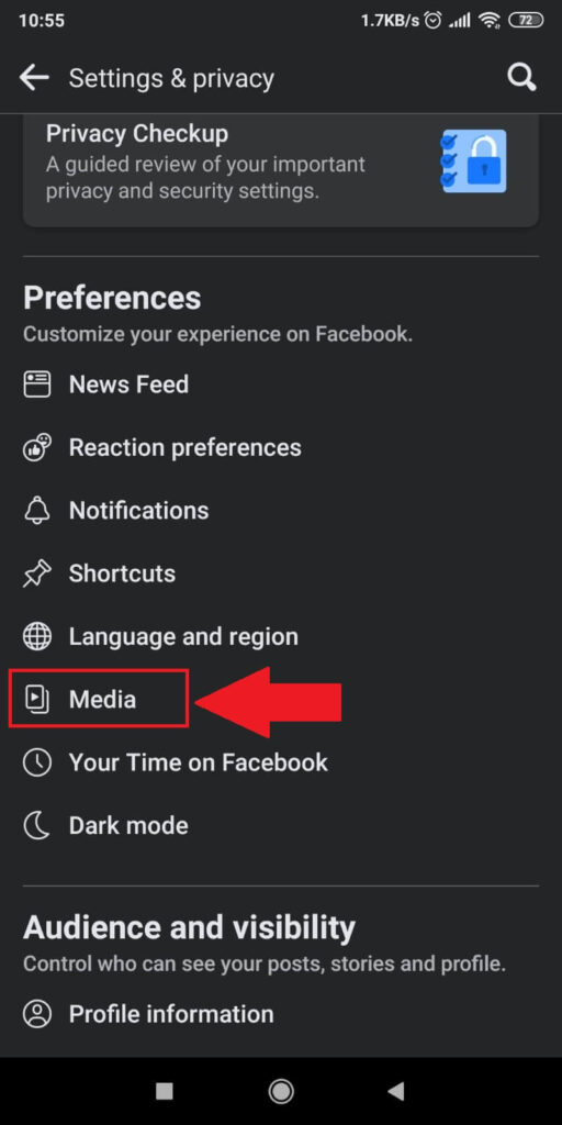Select “Media” from the options