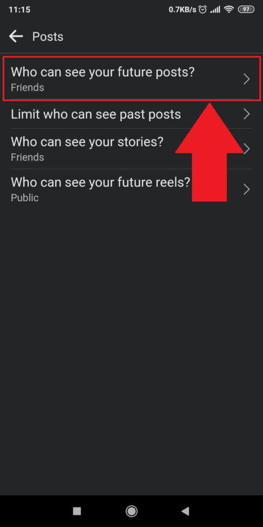Select “Who Can See Your Future Posts?”