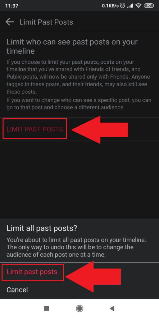 Once you’re there, select “Limit Past Posts” and continue with the process.
