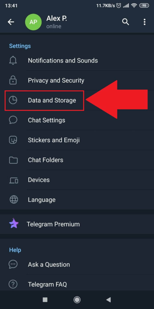 Go to "Data and storage"
