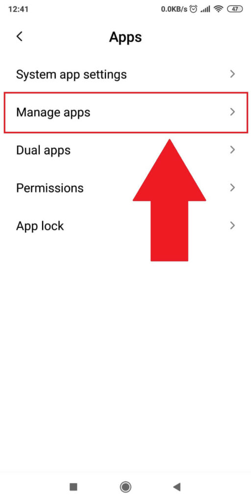 Tap on "Manage Apps"