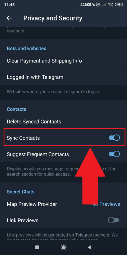 Uncheck the "Sync Contacts" option