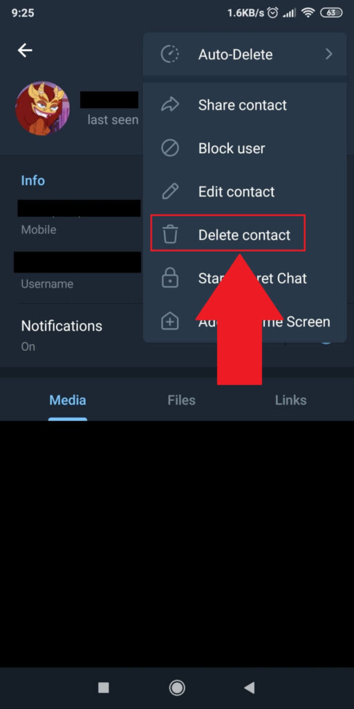 Select "Delete Contact"