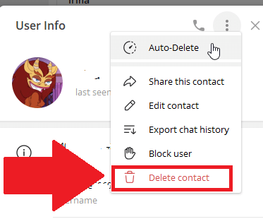 Click on "Delete contact"