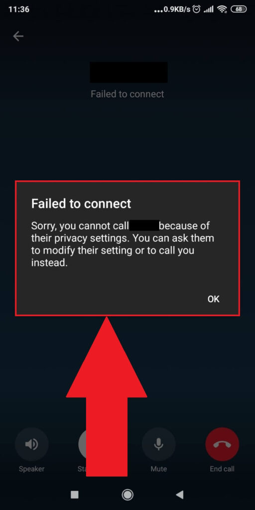 Calls can't connect when blocked on Telegram