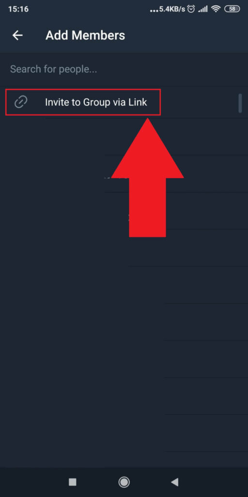Tap on "Invite to Group via Link"